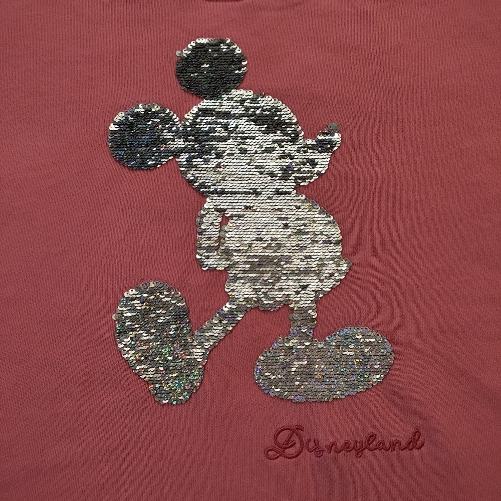 Disney Parks Women’s Mickey Mouse Disneyland Rose gold Sequins Coral Sweater 1X - Picture 4 of 10